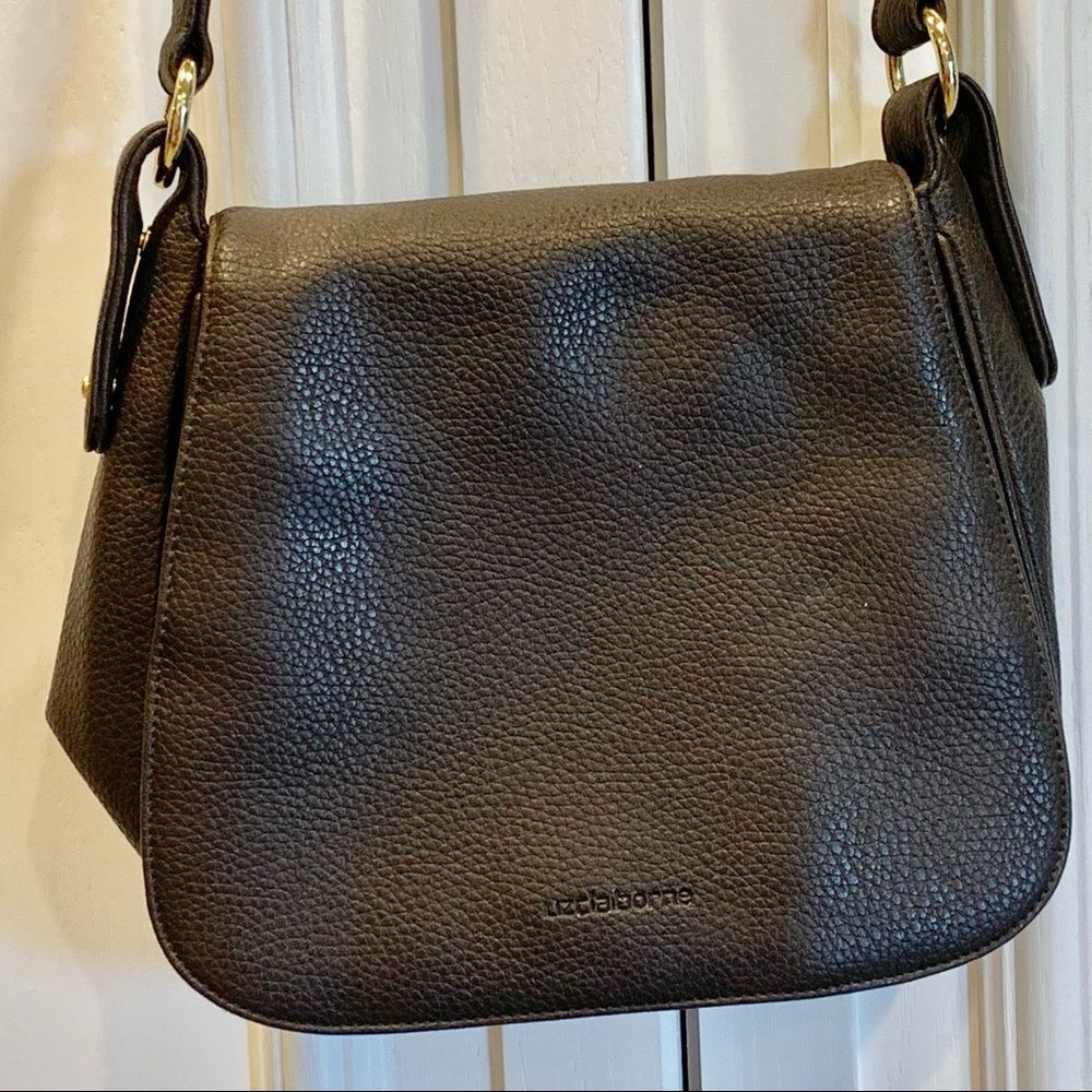 Liz Claiborne‎ Charcoal Gray Taupe Pebbled Crossbody Purse